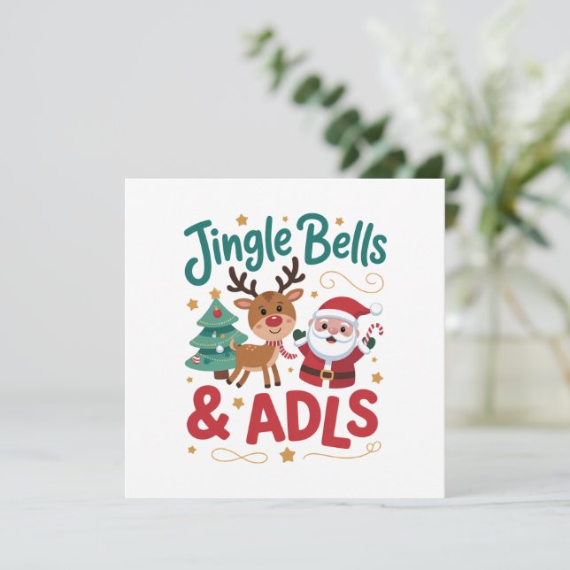 Cartes Pour Fêtes Annuelles Jingle Bells ADLS Ergothérapie OT Renne (Debout devant)