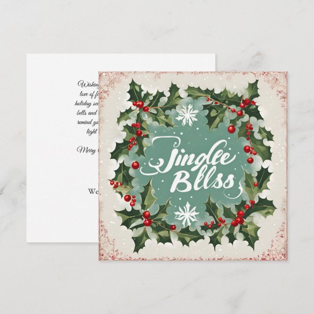 Cartes Pour Fêtes Annuelles Jingle Bells & Christmas Holly Company Noël (Devant / Derrière)