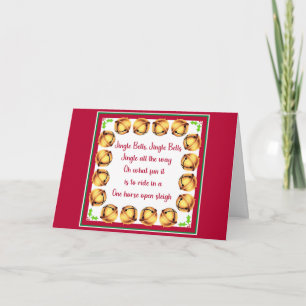 Cartes Pour Fêtes Annuelles Jingle Bells cloches et or faux sur fond blanc et 