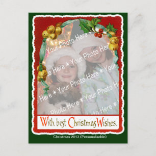 Cartes Pour Fêtes Annuelles Jingle Bells voeux Noël Add-A-Photo Cadre
