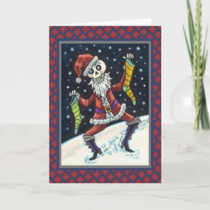 CARTES POUR FÊTES ANNUELLES JINGLE BONES PÈRE NOËL, SQUELETTE DE NOËL & BAS