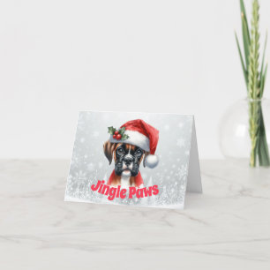 Cartes Pour Fêtes Annuelles Jingle Paws et Boxer Dog Joy