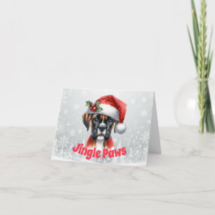 Cartes Pour Fêtes Annuelles Jingle Paws et Boxer Dog Joy 