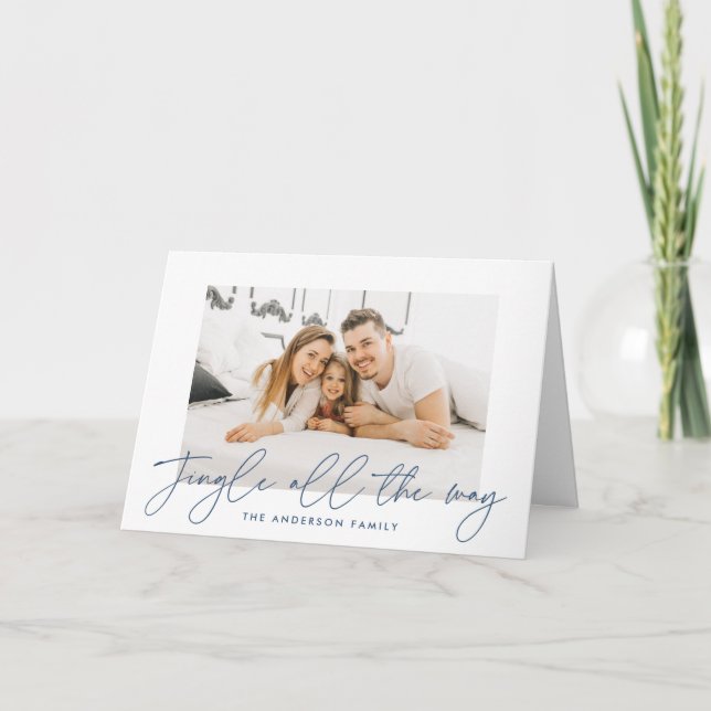 Cartes Pour Fêtes Annuelles Jingle Tout le chemin Marine Script Photo (Devant)