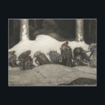 Cartes Pour Fêtes Annuelles John Bauer - Dans la nuit de Noël<br><div class="desc">Dans la nuit de Noël par John Bauer,  1913. Encre et aquarelle</div>