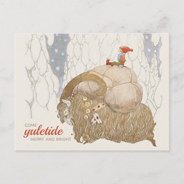 Cartes Pour Fêtes Annuelles John Bauer Noël Julbocken Yule chèvre CC1026 (Devant)