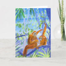 John Dyer Art Card Orangutans à Bornéo