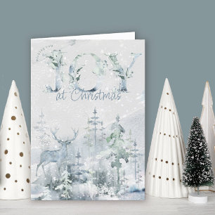 Cartes Pour Fêtes Annuelles Joie à Noël Aquarelle Hiver Forêt
