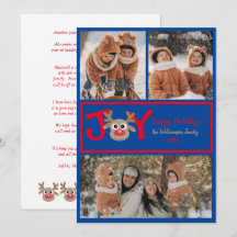 JOIE Amusant Mignon 3 Photo Cartoon Renne Rouge Bl