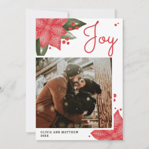 Cartes Pour Fêtes Annuelles Joie. Aquarelle Noël hiver rouge photo florale