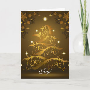 Cartes Pour Fêtes Annuelles Joie ! Arbre de Noël des Chevaux d'or