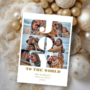 Cartes Pour Fêtes Annuelles Joie au Monde 6 Collage de Photos Personnalisées