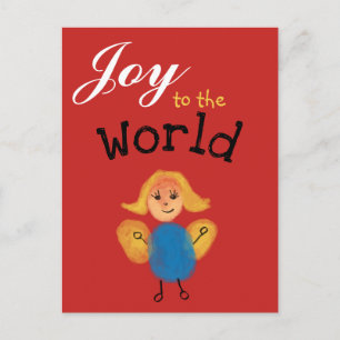 Cartes Pour Fêtes Annuelles Joie au monde. Ajouter l'art d'empreintes digitale