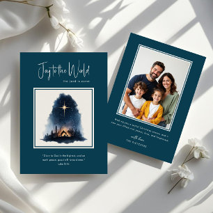 Cartes Pour Fêtes Annuelles Joie au monde aquarelle Nativité Noël