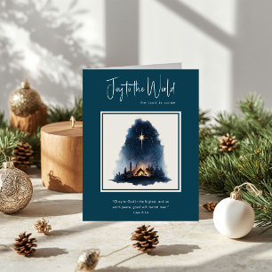 Cartes Pour Fêtes Annuelles Joie au monde aquarelle Nativité Noël