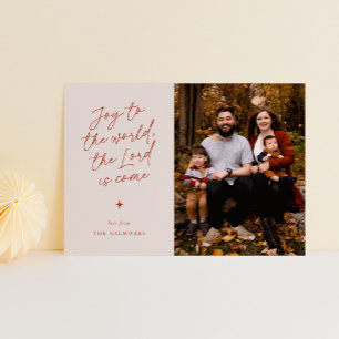 Cartes Pour Fêtes Annuelles Joie au monde écriture manuscrite Noël religieux