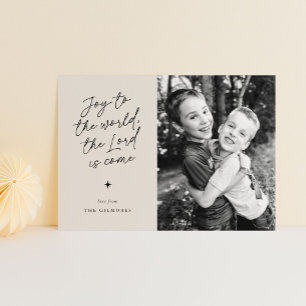 Cartes Pour Fêtes Annuelles Joie au monde écriture manuscrite Noël religieux