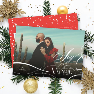 Cartes Pour Fêtes Annuelles Joie Au Monde Élégante Photo De Noël Religieux