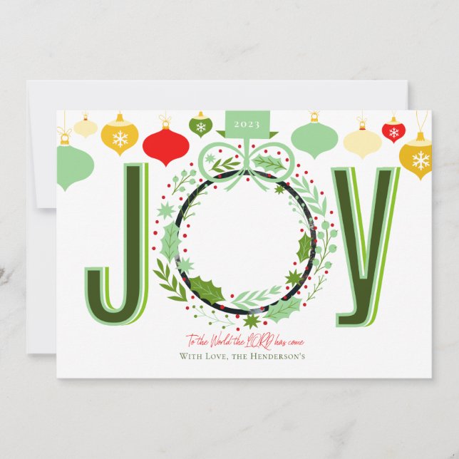 Cartes Pour Fêtes Annuelles Joie Au Monde Le Seigneur Est Venu Noël (Devant)