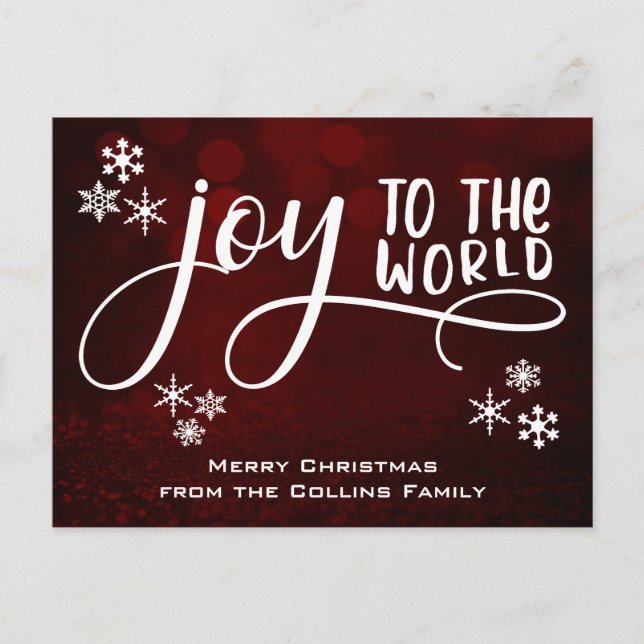 Cartes Pour Fêtes Annuelles Joie au monde Snowflakes Message de Noël (Devant)