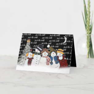Cartes Pour Fêtes Annuelles Joie Au Monde Snowmen Dans Les Snowflakes