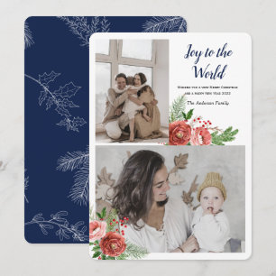 Cartes Pour Fêtes Annuelles Joie au monde Vœu de vacances avec photo