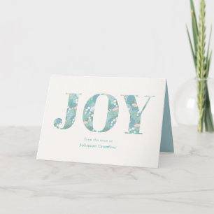 Cartes Pour Fêtes Annuelles JOIE Blue Green Foliing Business Holiday Card