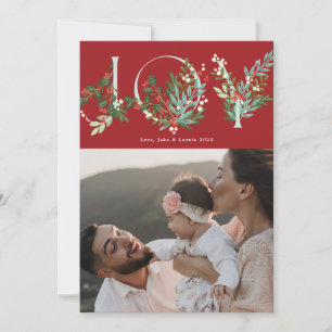 Cartes Pour Fêtes Annuelles JOIE Botanique Festive Noël Rouge Traditionnel