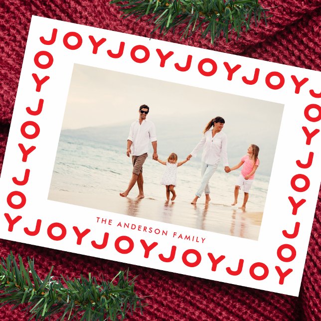 Cartes Pour Fêtes Annuelles Joie | Cadre photo de Noël rouge (Créateur téléchargé)