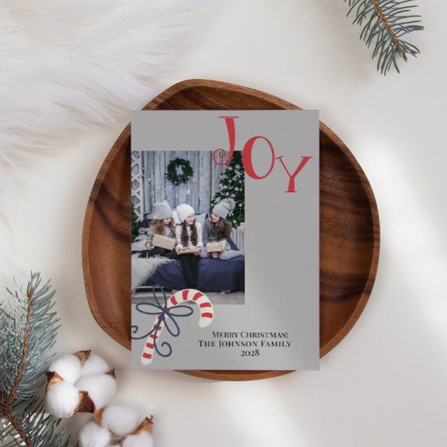 Cartes Pour Fêtes Annuelles Joie Canne à Sucre Moderne Ajoutez Votre Propre Ph (Créateur téléchargé)