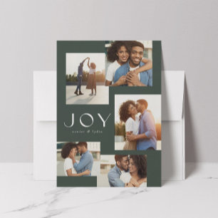 Cartes Pour Fêtes Annuelles Joie cinq collage photo moderne Noël vert