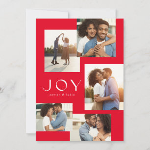 Cartes Pour Fêtes Annuelles Joie cinq collage photo moderne rouge Noël