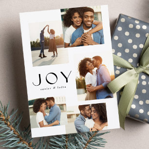 Cartes Pour Fêtes Annuelles Joie cinq collage photo noir et blanc Noël
