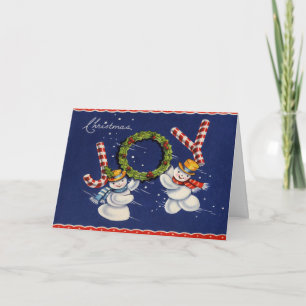 Cartes Pour Fêtes Annuelles Joie de bonhomme de neige