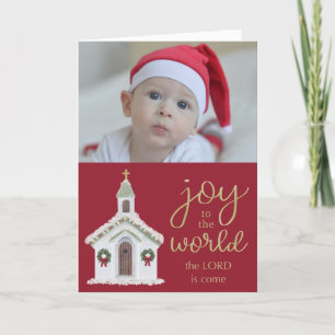 Cartes Pour Fêtes Annuelles Joie de Noël au monde Église blanche Photo