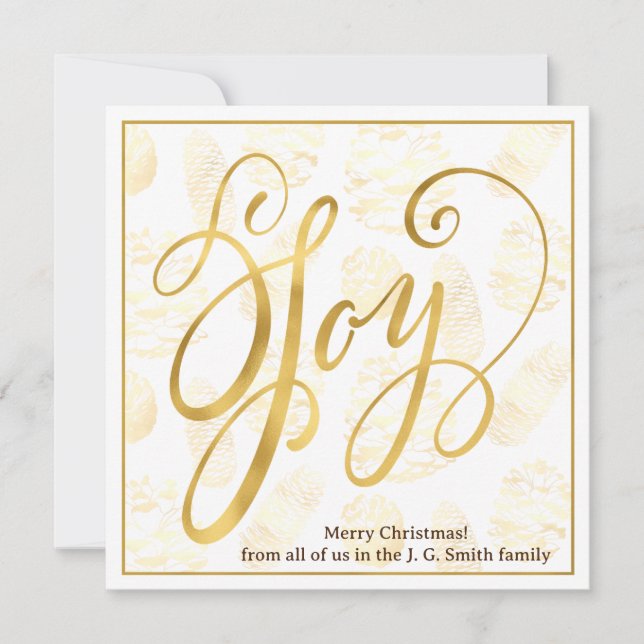 Cartes Pour Fêtes Annuelles Joie de Noël classique en Gold Flat Holiday Card (Devant)