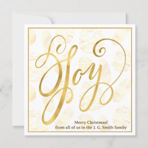 Cartes Pour Fêtes Annuelles Joie de Noël classique en Gold Flat Holiday Card