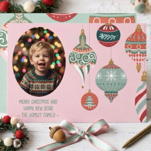 Cartes Pour Fêtes Annuelles Joie de Noël Colorée Rose