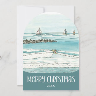 Cartes Pour Fêtes Annuelles Joie de Noël de la Côte Boule à neige de vacances 
