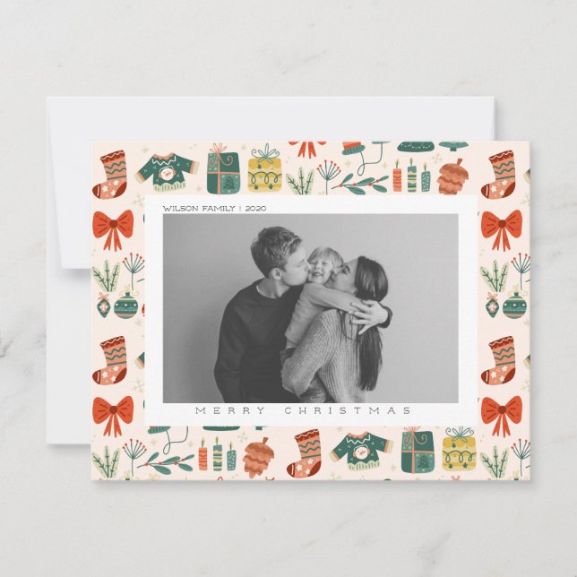 Cartes Pour Fêtes Annuelles Joie de Noël Photo de famille de Noël  (Devant)