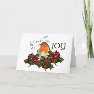 Cartes Pour Fêtes Annuelles JOIE DE Noël : Robin anglais : Holly, Berries