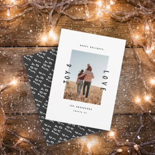 Cartes Pour Fêtes Annuelles Joie et amour minimalistes modernes 1 photo vacanc