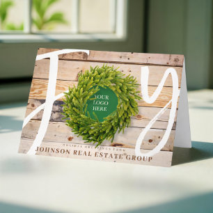 Cartes Pour Fêtes Annuelles Joie et bois de pin avec Logo Business
