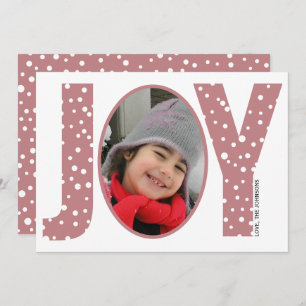 Cartes Pour Fêtes Annuelles Joie et neige poussiéreuse rose minimum Noël