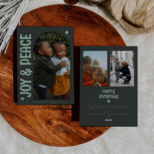 Cartes Pour Fêtes Annuelles Joie et Paix Arche Verte Minimaliste