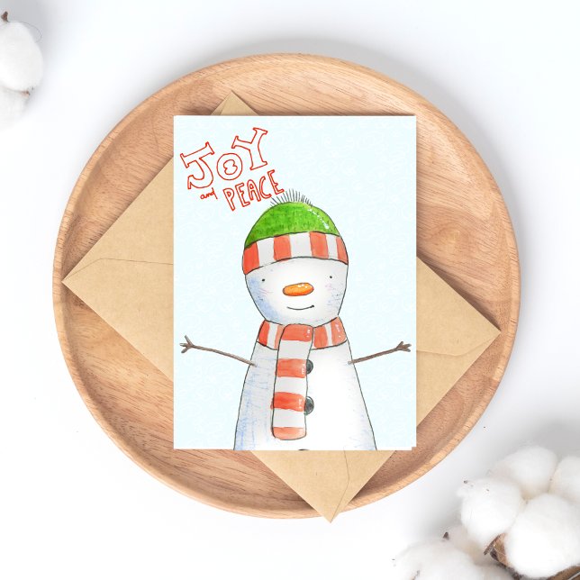Cartes Pour Fêtes Annuelles Joie et paix | Noël du mignon Snowman (Créateur téléchargé)