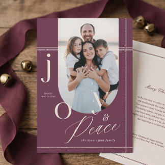 Cartes Pour Fêtes Annuelles Joie et Paix Noël minimal plaid photo