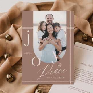 Cartes Pour Fêtes Annuelles Joie et Paix Noël minimal plaid photo