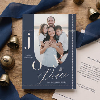 Cartes Pour Fêtes Annuelles Joie et Paix Plaid Minimaliste Arch Photo Noël