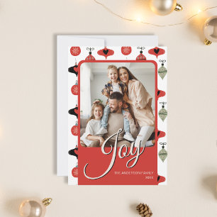 Cartes Pour Fêtes Annuelles Joie Famille Personnalisée Photo Noël Rouge
